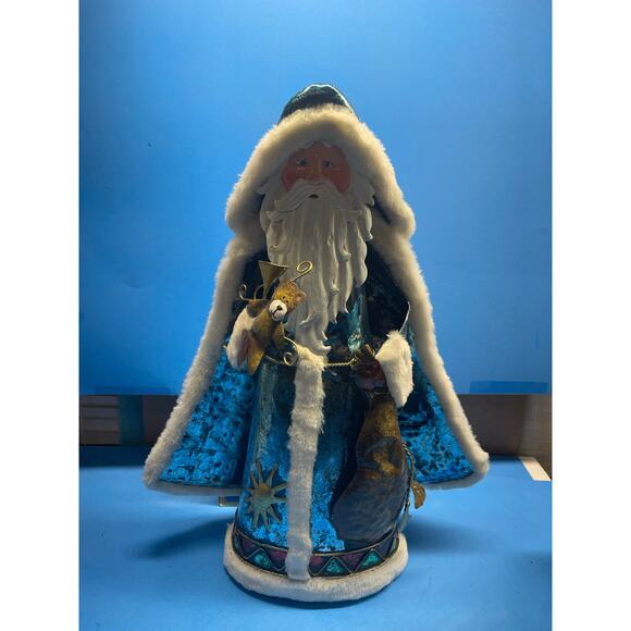 20 inch Vinatge Metal Christmas Figurine Decor Set of 2 Father Time Santa - Picture 6 of 13